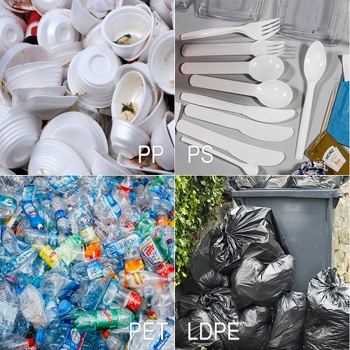 Raw materials of different waste plastics