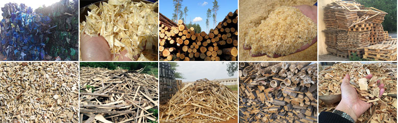 Various raw materials containing wood fiber