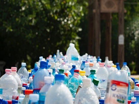 Various waste plastic bottles